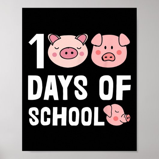 100日の学校の豚の漫画先生かわいいスチューデン ポスター (正面)
