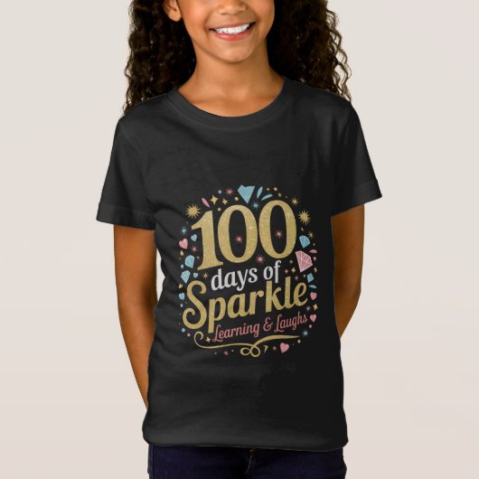 100日の学校の輝き学と笑い Tシャツ (正面)