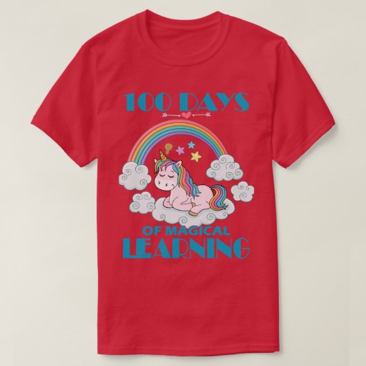 100日の学校の魔法ユニコーン女の子先生1 Tシャツ (デザイン正面)
