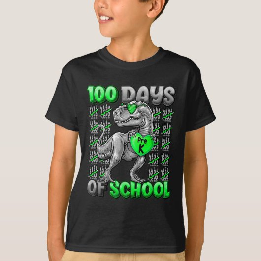 100日の学校の100前の日の頭が切れる男の子 Tシャツ (正面)