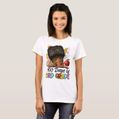 100日の学校の3年生アフロ女の子メッシーBun H Tシャツ (正面フル)