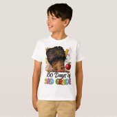 100日の学校の3年生アフロ女の子メッシーBun H Tシャツ (正面フル)