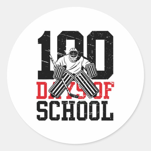 100日の学校アイスホッケースポーツ学生ティーチ ラウンドシール (正面)