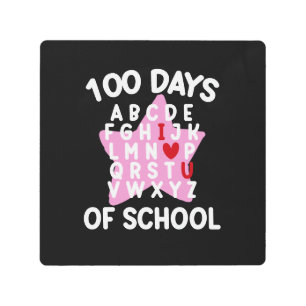 100日の学校アルファベット100日先生 メタルプリント