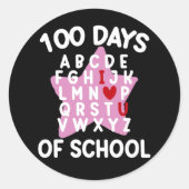 100日の学校アルファベット100日先生 ラウンドシール (正面)