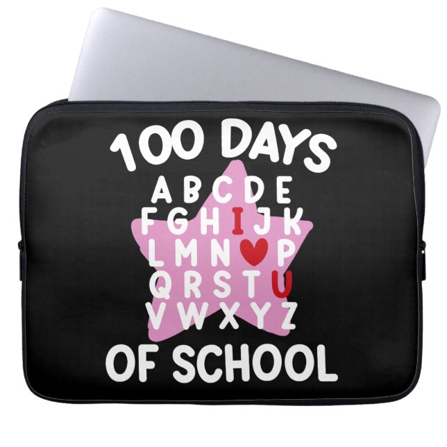 100日の学校アルファベット100日先生 ラップトップスリーブ (正面)