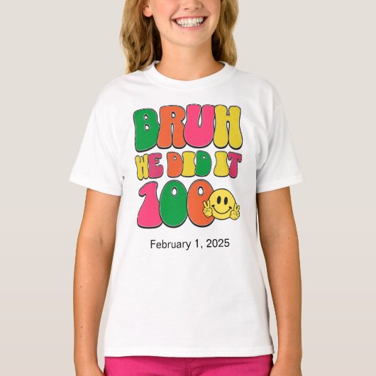 100日の学校カスタム文字 Tシャツ (正面)