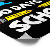 100日の学校ギター100日目頭が切れる ポスター (角)