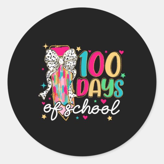 100日の学校コケット鉛筆の弓先生ギ ラウンドシール (正面)
