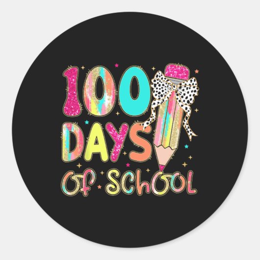 100日の学校コケット鉛筆の弓先生ギ ラウンドシール (正面)