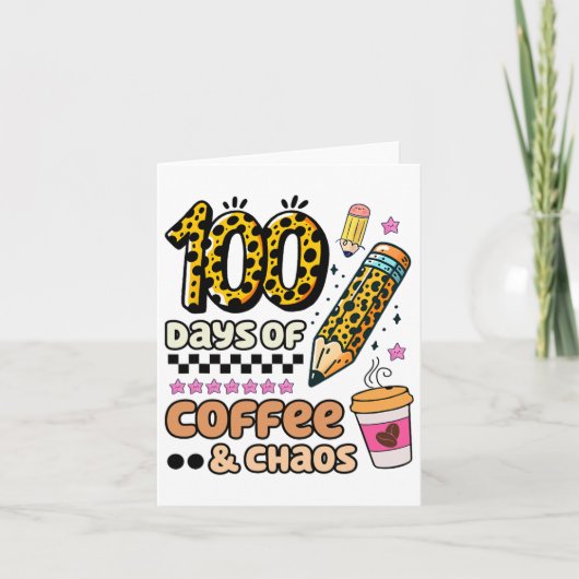 100日の学校コーヒー愛好家100th Day Leopard カード (正面)