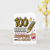 100日の学校コーヒー愛好家100th Day Leopard カード (黄色い花)