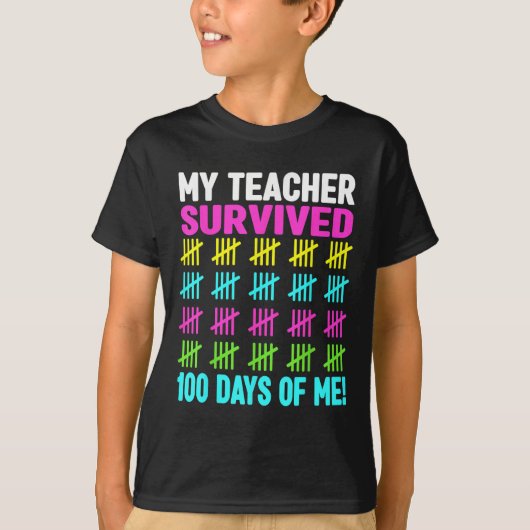 100日の学校シャツの女の子の子供100日 Tシャツ (正面)