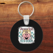 100日の学校スマイル顔100日目 キーホルダー (正面)