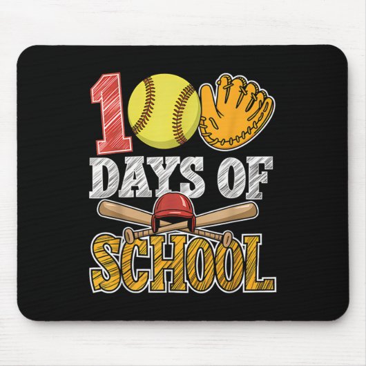 100日の学校ソフトボおもしろいール100日目スポーツ マウスパッド (正面)