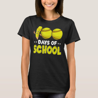 100日の学校ソフトボール選手の子供 Tシャツ
