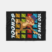 100日の学校ダビングモンキーおもしろい動物愛好家 フリースブランケット (正面(横))