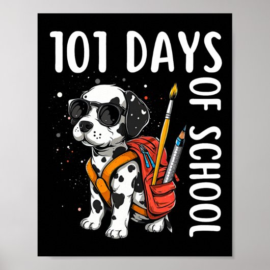 100日の学校ダルマチア犬のシャツボ子供へボ ポスター (正面)