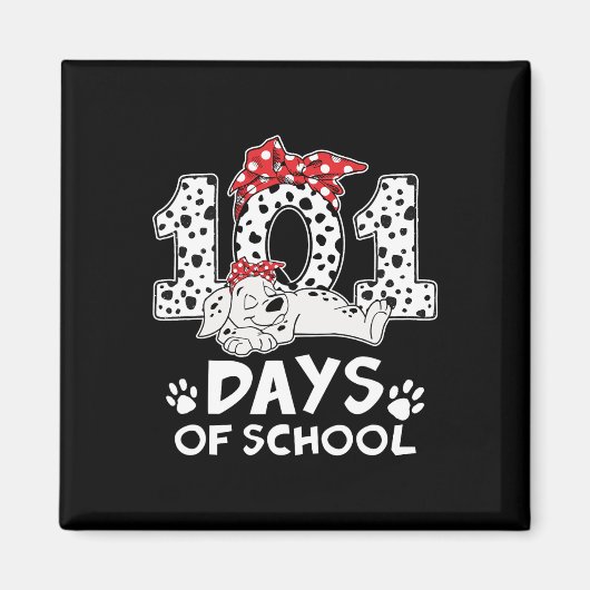 100日の学校ダルマチア犬の女性の女の子100ダ マグネット (正面)