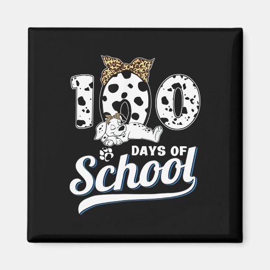 100日の学校ダルマチア犬の男の子の女の子100ダ マグネット (正面)