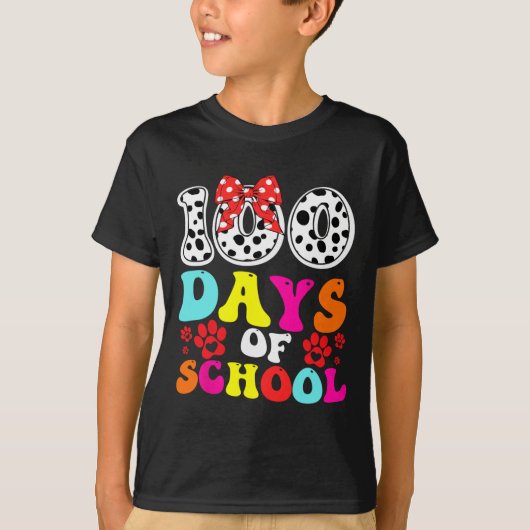 100日の学校ダルマティアン犬100日 頭が切れる Tシャツ (正面)