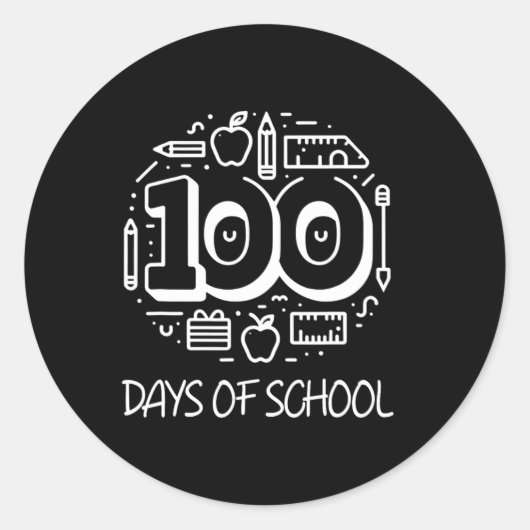 100日の学校チョーク聖書的先生キッズ100th ラウンドシール (正面)