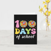 100日の学校ディスコのボール先生子供100日 カード (黄色い花)