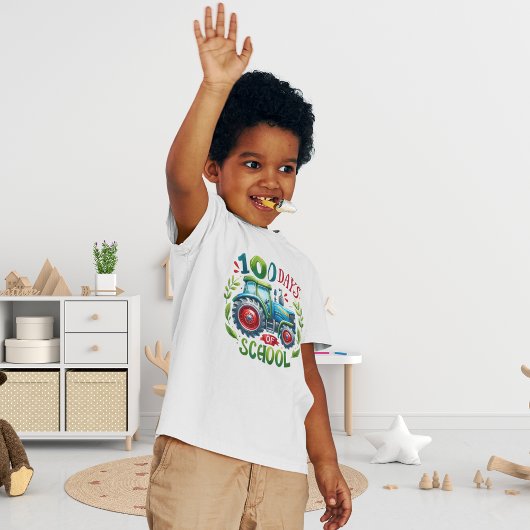 100日の学校トラクターお祝い トドラーTシャツ