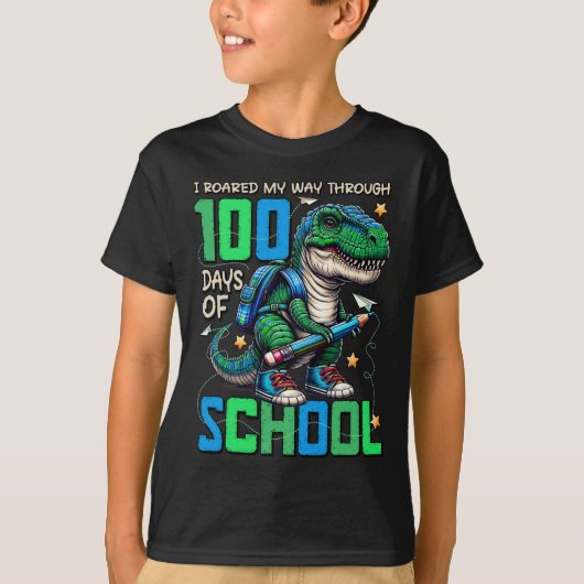 100日の学校トレックス100頭が切れる日100日 Tシャツ (正面)