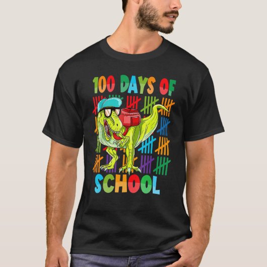100日の学校トレックス100頭が切れる日100日 Tシャツ (正面)