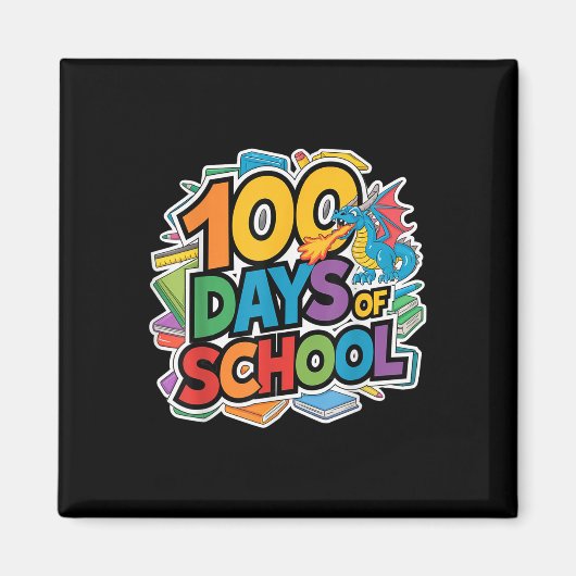 100日の学校ドラゴンテーマキッズ先生Outfi マグネット (正面)