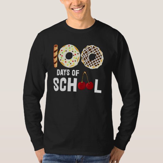 100日の学校ドーナツさくらんぼデザート先生St Tシャツ (正面)