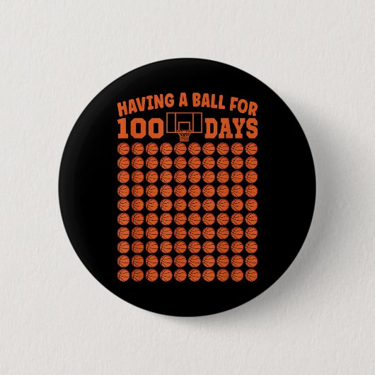 100日の学校バスケットボール100日の男の子 缶バッジ (正面)