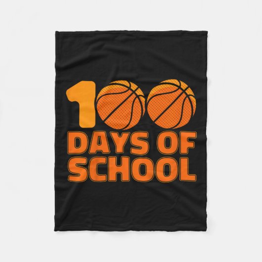 100日の学校バスケットボール100日目 フリースブランケット (正面)