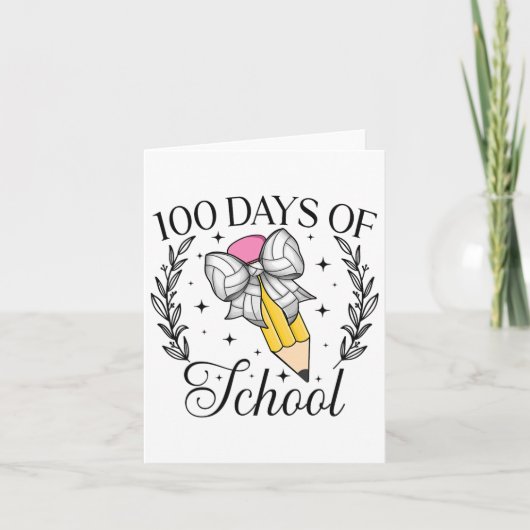 100日の学校バレーボールのコケットの鉛筆の弓 カード (正面)