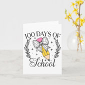 100日の学校バレーボールのコケットの鉛筆の弓 カード (黄色い花)