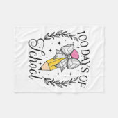 100日の学校バレーボールのコケットの鉛筆の弓 フリースブランケット (正面(横))