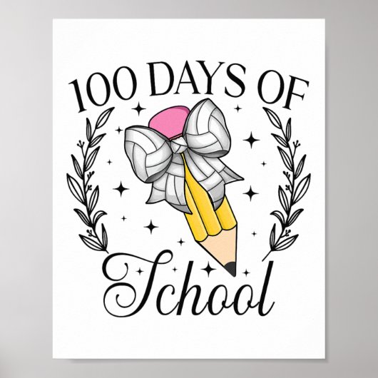 100日の学校バレーボールのコケットの鉛筆の弓 ポスター (正面)