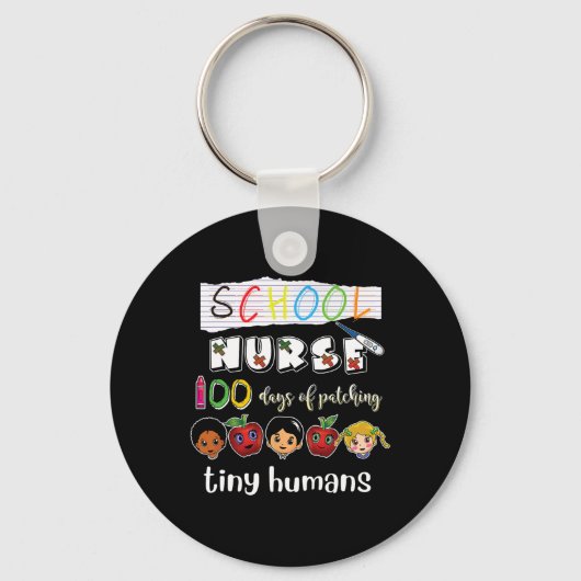 100日の学校パッチ適用の小さな人間の学校Nur キーホルダー (正面)