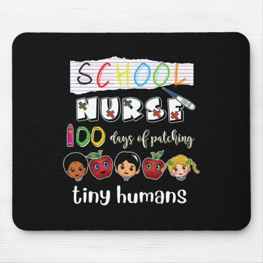 100日の学校パッチ適用の小さな人間の学校Nur マウスパッド (正面)
