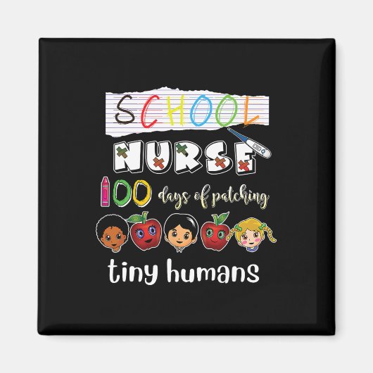 100日の学校パッチ適用の小さな人間の学校Nur マグネット (正面)