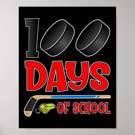 100日の学校ホッケー学生子供先生 ポスター (正面)