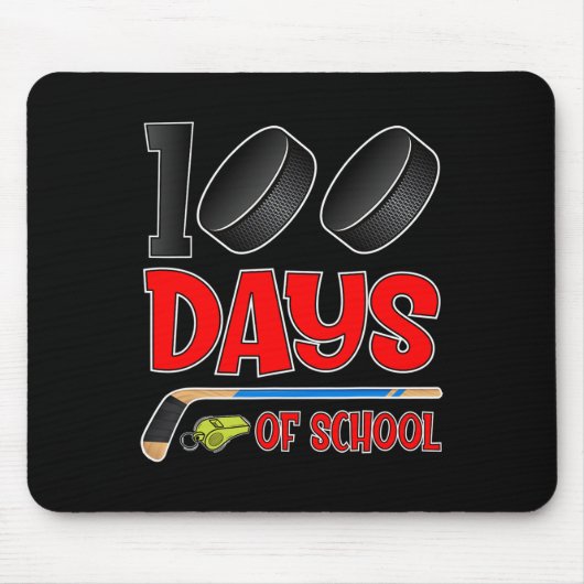100日の学校ホッケー学生子供先生 マウスパッド (正面)