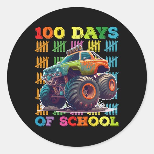 100日の学校モンスタートラック先生生 ラウンドシール (正面)