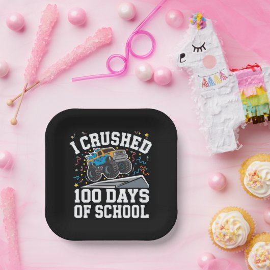 100日の学校モンスタートラック100日学校 ペーパープレート (パーティー)