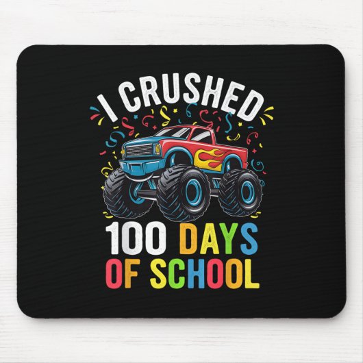 100日の学校モンスタートラック100日目 マウスパッド (正面)