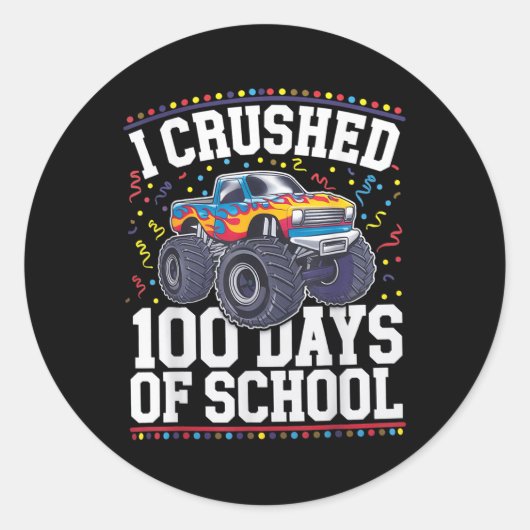 100日の学校モンスタートラック100日目 ラウンドシール (正面)