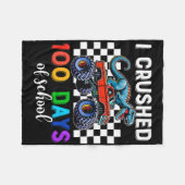 100日の学校モンスタートラック100日Dinosa フリースブランケット (正面(横))