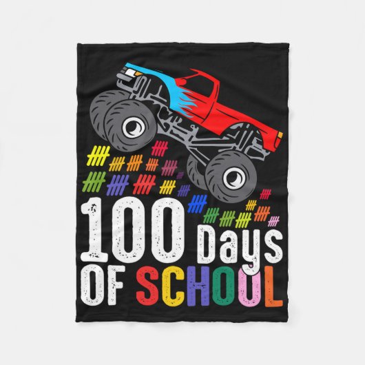 100日の学校モンスタートラック100日Scho フリースブランケット (正面)