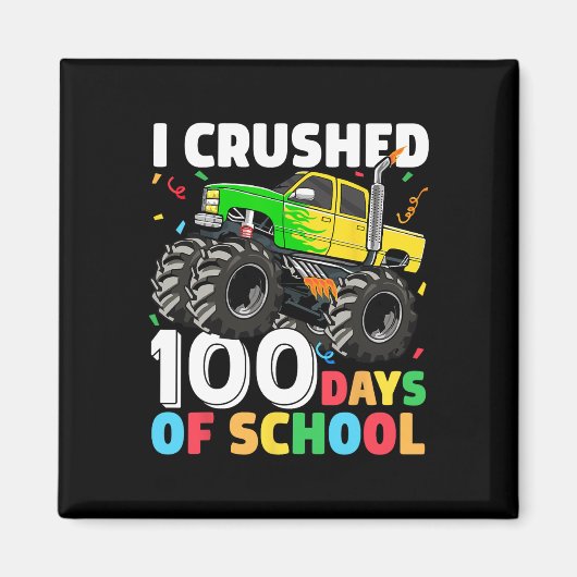 100日の学校モンスタートラック100日Scho マグネット (正面)